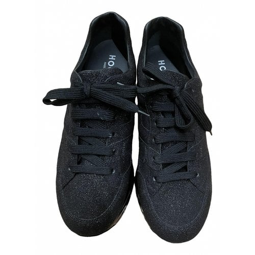 Pre-owned Hogan Glitter Trainers In Black