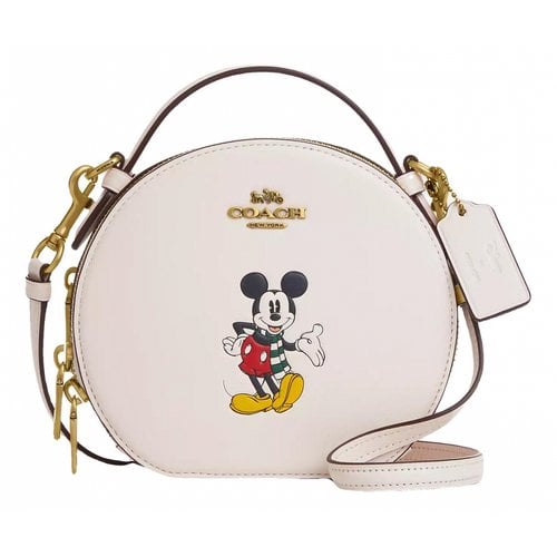 Pre-owned Coach Disney Collection Leather Crossbody Bag In White