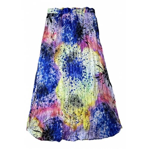 Pre-owned Issey Miyake Silk Maxi Skirt In Multicolour