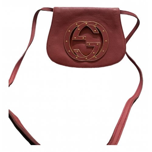 Pre-owned Gucci Leather Handbag In Burgundy