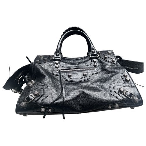 Pre-owned Balenciaga Neo Cagole City Leather Handbag In Black