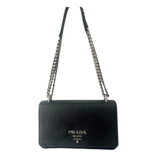 Pre-owned Prada Diagramme Patent Leather Handbag In Black