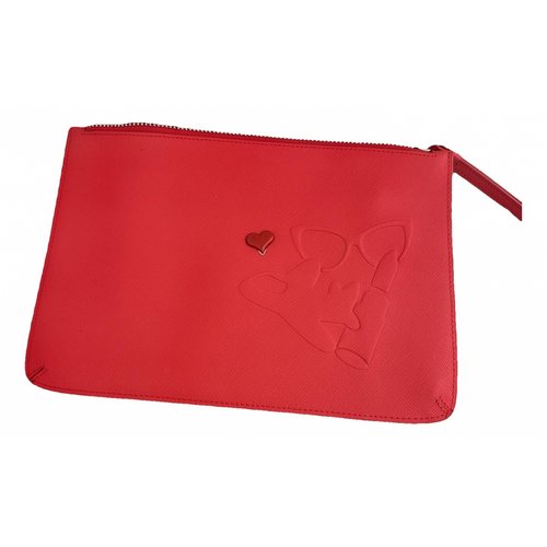 Pre-owned Pinko Leather Clutch Bag In Red