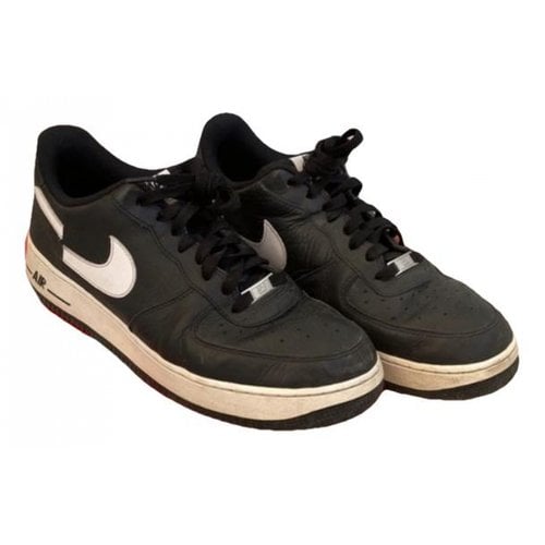 Pre-owned Nike X Comme Des Garçons Air Force 1 Leather Low Trainers In Black