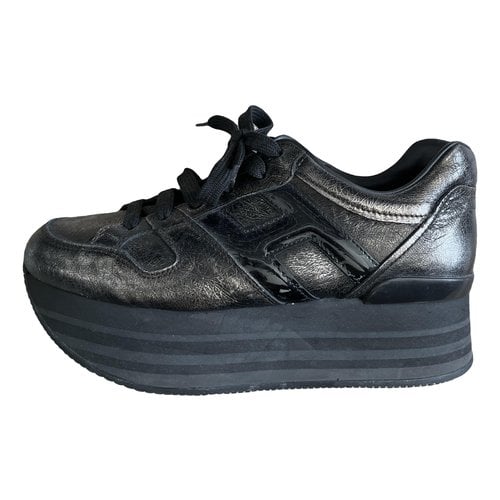 Pre-owned Hogan Leather Lace Ups In Anthracite