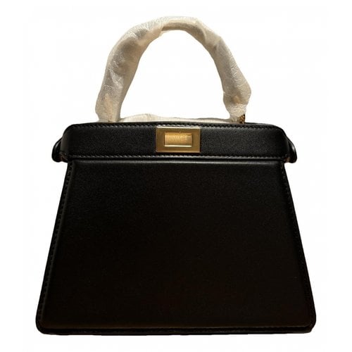 Pre-owned Fendi Peekaboo Iseeu Leather Handbag In Black