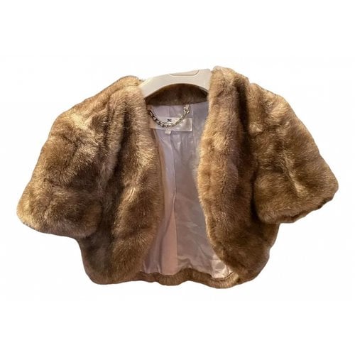 Pre-owned Elisabetta Franchi Faux Fur Short Vest In Beige