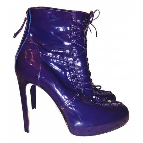 Pre-owned Alessandro Dell'acqua Patent Leather Boots In Purple