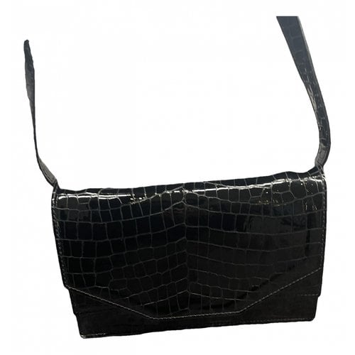 Pre-owned Ganni Leather Crossbody Bag In Black
