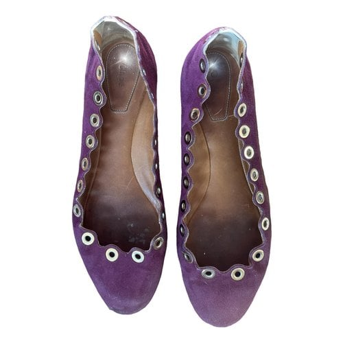 Pre-owned Chloé Flats In Purple