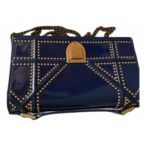 Pre-owned Dior Ama Patent Leather Crossbody Bag In Blue