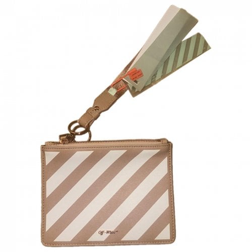 Pre-owned Off-white Leather Clutch Bag In Camel