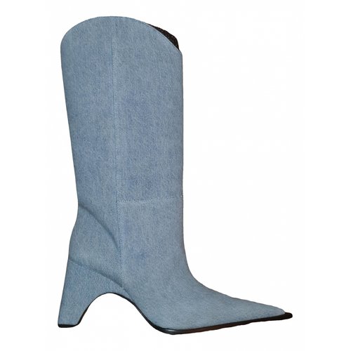 Pre-owned Coperni Leather Boots In Blue