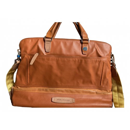 Pre-owned Piquadro Leather Satchel In Orange