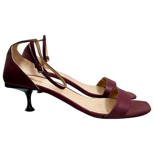 Pre-owned Sergio Rossi Leather Sandal In Burgundy