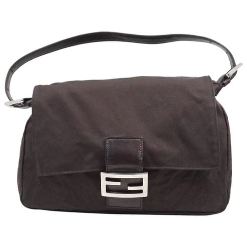 Pre-owned Fendi Mamma Baguette Cloth Handbag In Brown