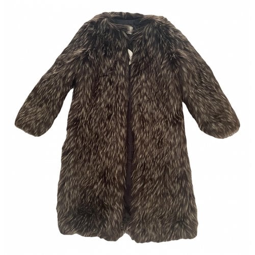 Pre-owned Marei 1998 Faux Fur Coat In Brown