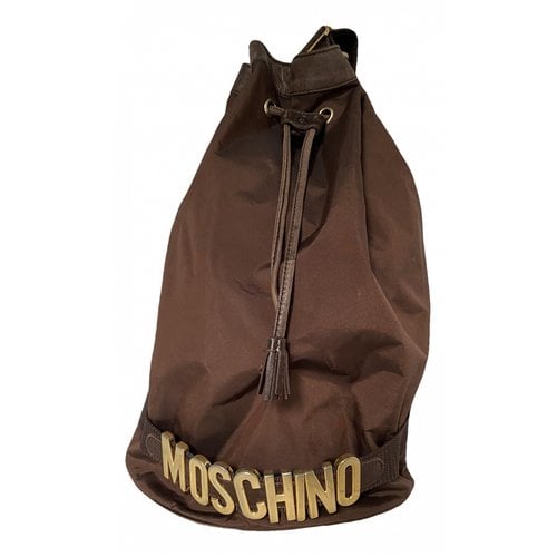 Pre-owned Moschino Leather Backpack In Brown