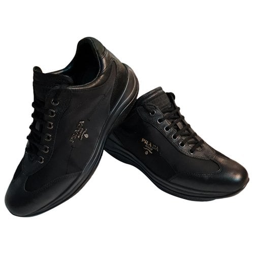 Pre-owned Prada Leather Trainers In Black