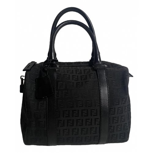 Pre-owned Fendi Forever Bauletto Cloth Handbag In Black
