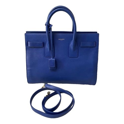 Pre-owned Saint Laurent Sac De Jour Leather Crossbody Bag In Blue