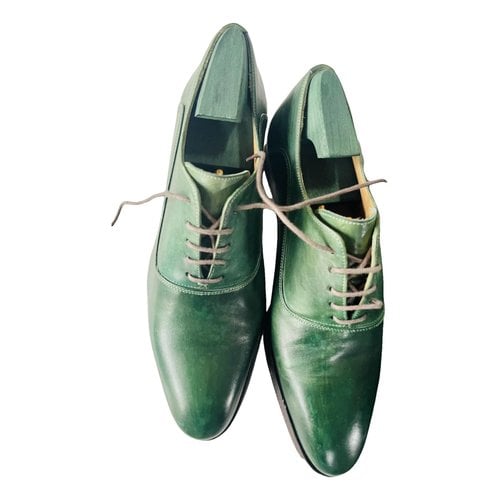 Pre-owned Georges Leather Lace Ups In Green
