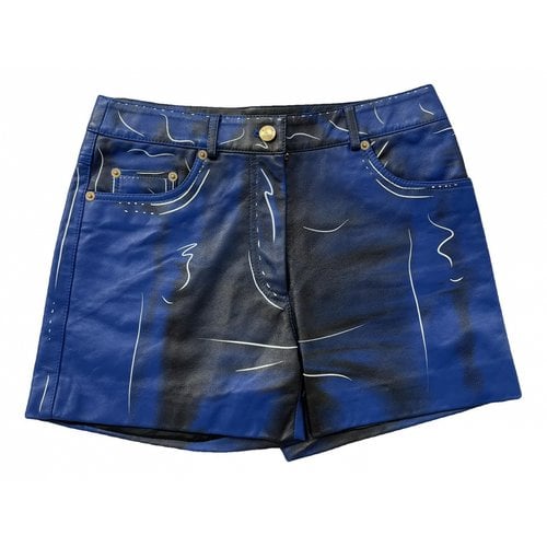 Pre-owned Moschino Leather Mini Short In Blue