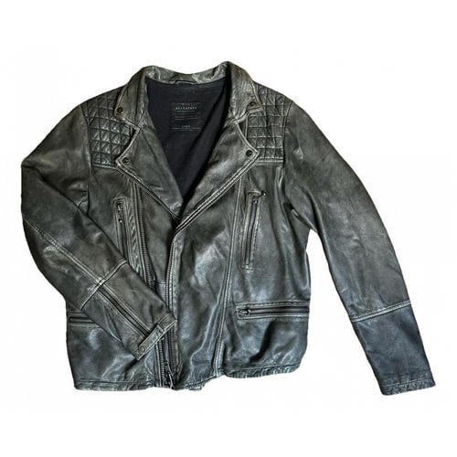 Pre-owned Allsaints Leather Vest In Anthracite