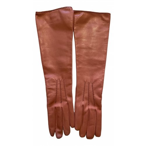 Pre-owned Ermanno Scervino Leather Long Gloves In Pink