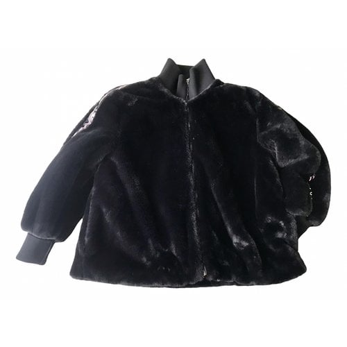 Pre-owned Liujo Faux Fur Jacket In Black