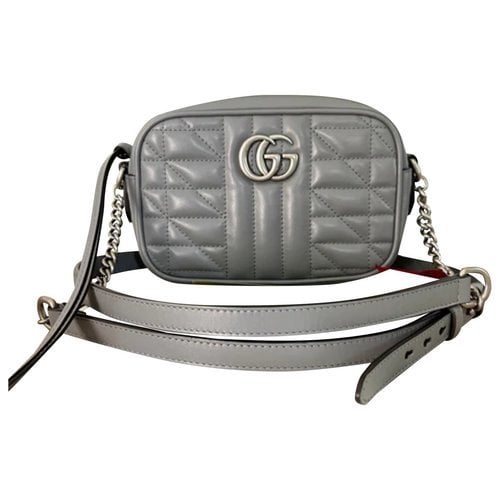 Pre-owned Gucci Gg Marmont Leather Crossbody Bag In Grey
