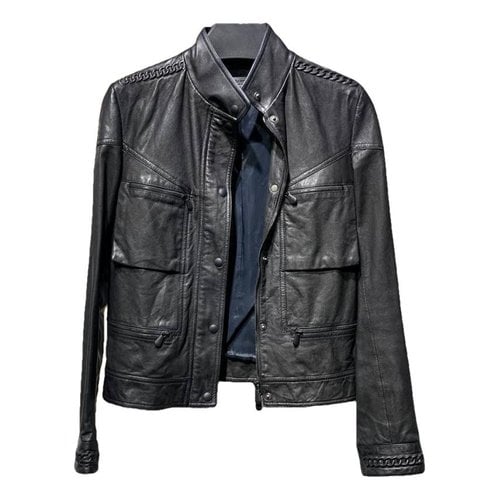 Pre-owned Bottega Veneta Leather Biker Jacket In Black