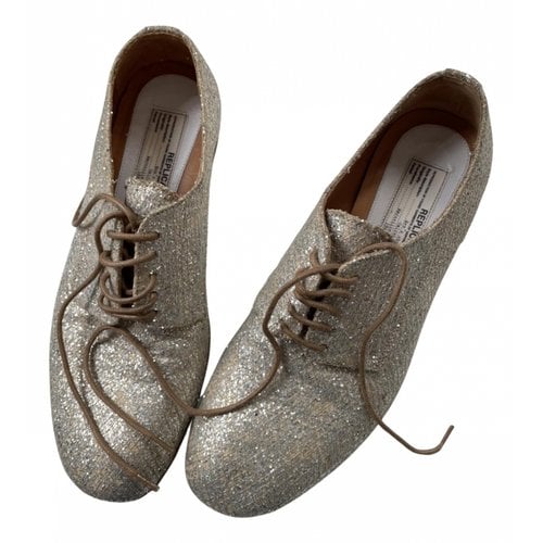 Pre-owned Maison Margiela Glitter Lace Ups In Silver