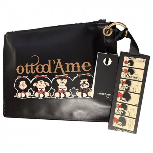 Pre-owned Ottod'ame Leather Clutch Bag In Black