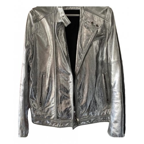 Pre-owned Dsquared2 Leather Coat In Silver