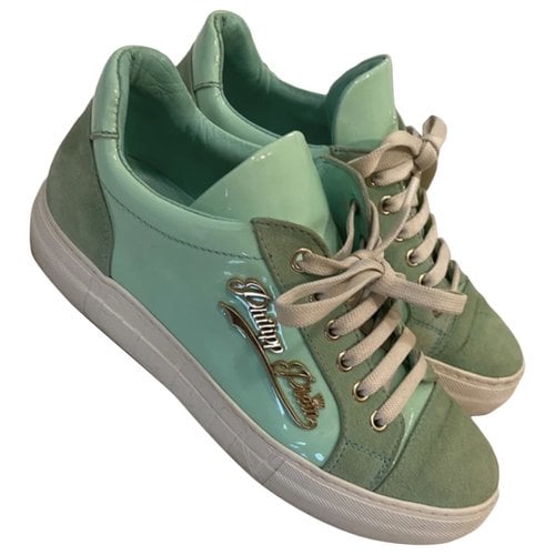 Pre-owned Philipp Plein Patent Leather Trainers In Green