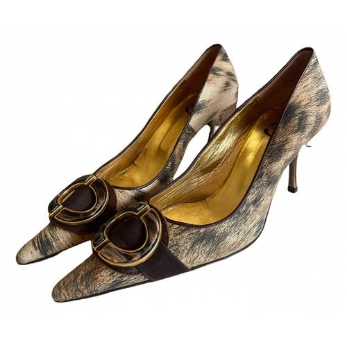 Pre-owned Just Cavalli Faux Fur Heels In Multicolour