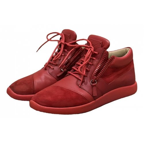 Pre-owned Giuseppe Zanotti Coby Leather High Trainers In Red