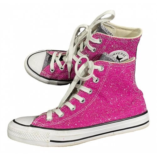 Pre-owned Converse Glitter Trainers In Pink