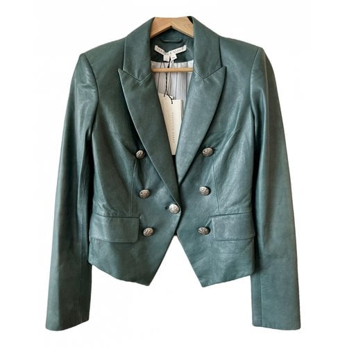 Pre-owned Veronica Beard Leather Blazer In Green