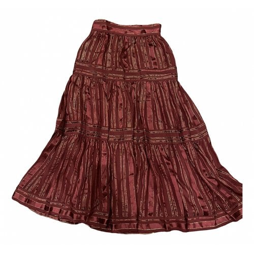 Pre-owned Zimmermann Silk Mid-length Skirt In Burgundy
