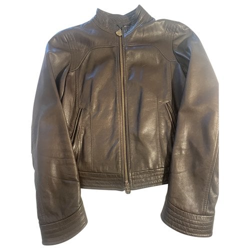Pre-owned Cesare Paciotti Leather Biker Jacket In Brown