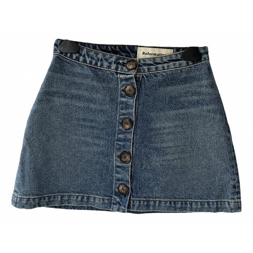Pre-owned Reformation Mini Skirt In Blue