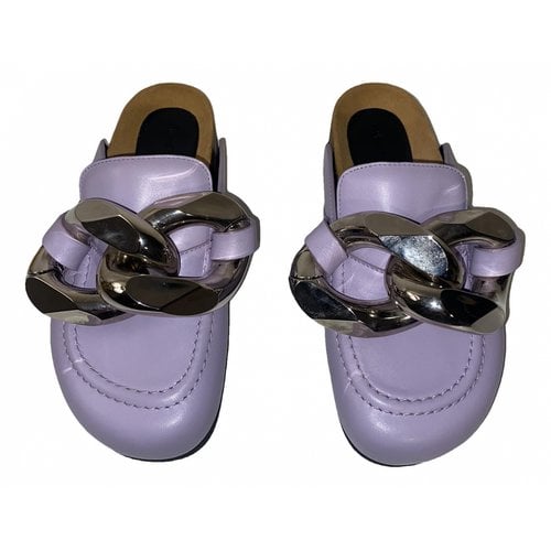 Pre-owned Jw Anderson Leather Flats In Purple