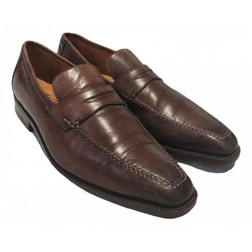 Pre-owned Sutor Mantellassi Leather Flats In Brown