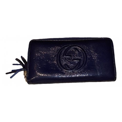 Pre-owned Gucci Soho Leather Wallet In Blue