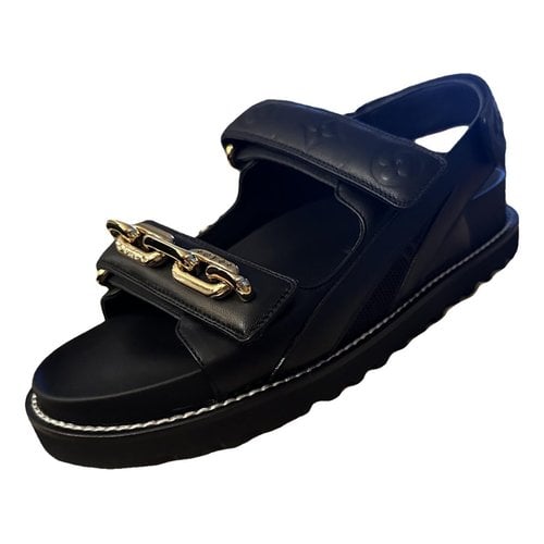 Pre-owned Louis Vuitton Confort Paseo Leather Sandal In Black