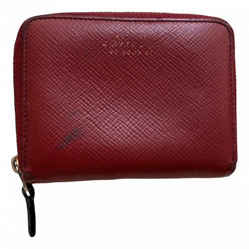 Pre-owned Smythson Leather Card Wallet In Red