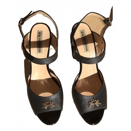 Pre-owned La Martina Leather Sandals In Black