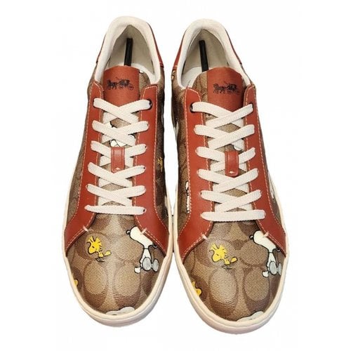 Pre-owned Coach Leather Low Trainers In Brown